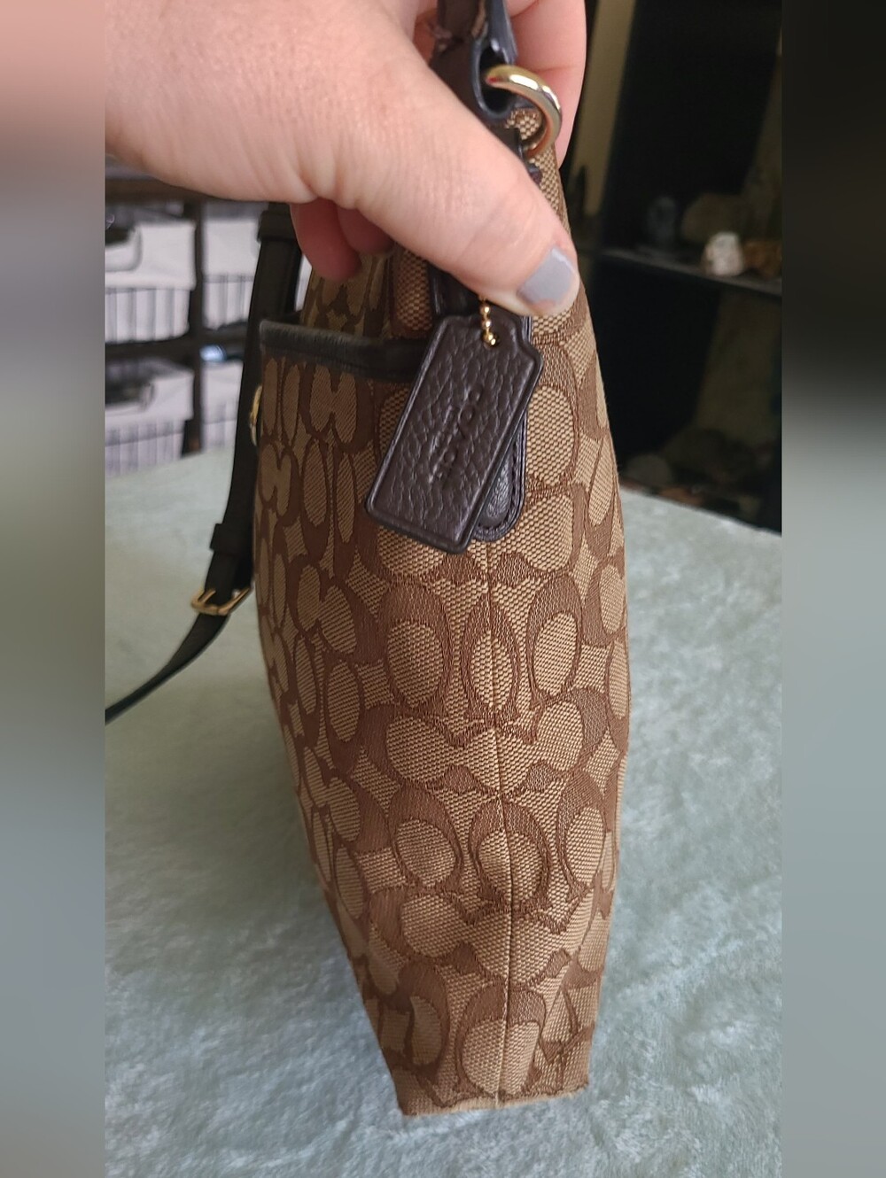 Coach Signature Brown Canvas Crossbody Bag - Picture 5 of 15